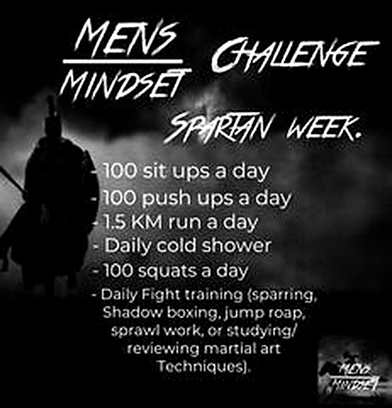Mens Mindset Spartan Week challenge